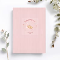Image 1 of Baby's First Year Journal Book Pink Personalized Gifts - Bear - Hardcover Matte 5.75"x8