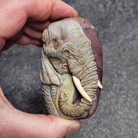 Image 3 of XXXL. Bull African Elephant - Flamework Glass Sculpture Bead