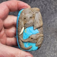 Image 1 of Copy of XXXL. Momma & Baby African Elephant - Flamework Glass Sculpture Bead