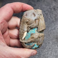 Image 1 of Reserved for Sarah - Mom & Baby African Elephant - Flamework Glass Sculpture Bead