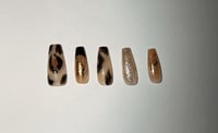 Image 1 of LONG COFFIN CHEETAH AND GLITTER NAILS