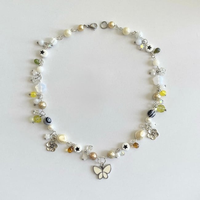 'white butterfly' charm necklace