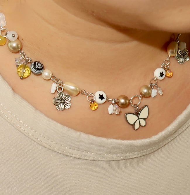 'white butterfly' charm necklace