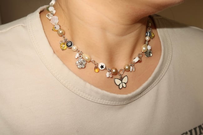 'white butterfly' charm necklace