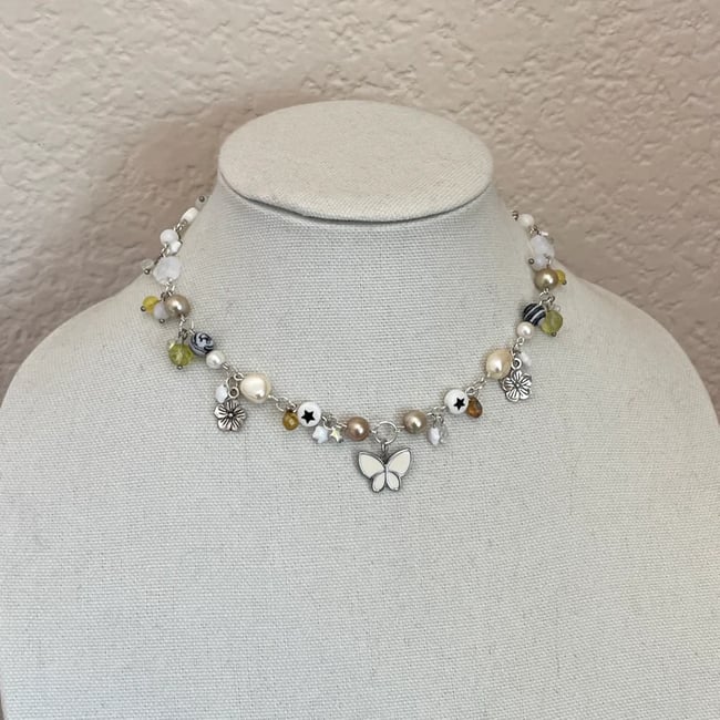 'white butterfly' charm necklace