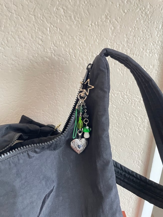 green mushroom locket keychain
