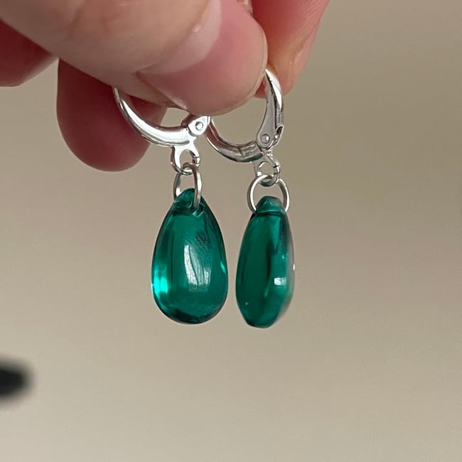 long teardrop gem huggie hoop earrings