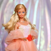 Image 1 of Short necklace, earring and ring set - 80s Barbie style