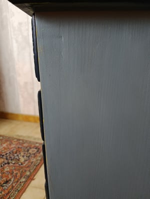 Commode en pin massif Bleu et bois foncé 