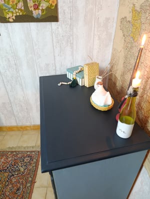 Commode en pin massif Bleu et bois foncé 