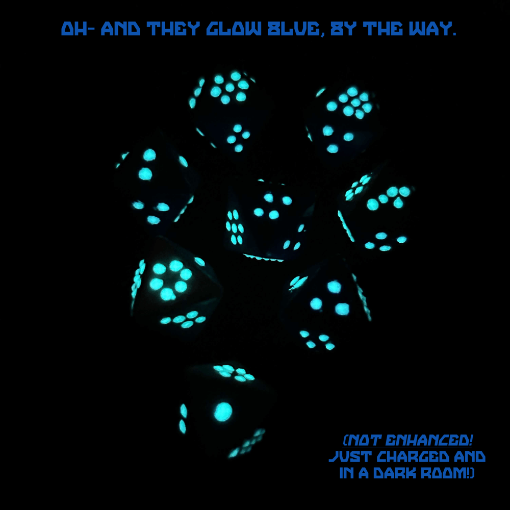 Image of Vriska Serket's Fluorite Octet - Hand Painted Glowing Dice Set