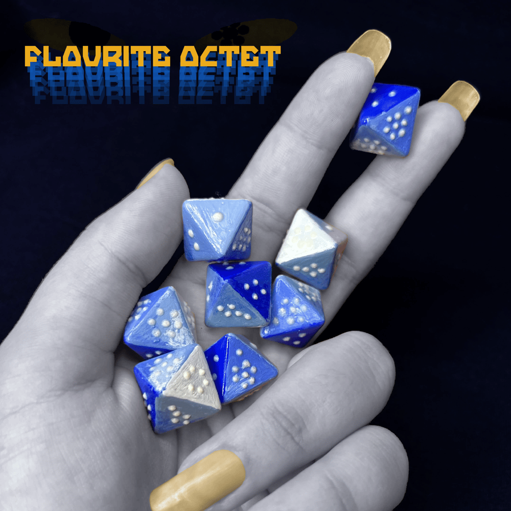 Image of Vriska Serket's Fluorite Octet - Hand Painted Glowing Dice Set