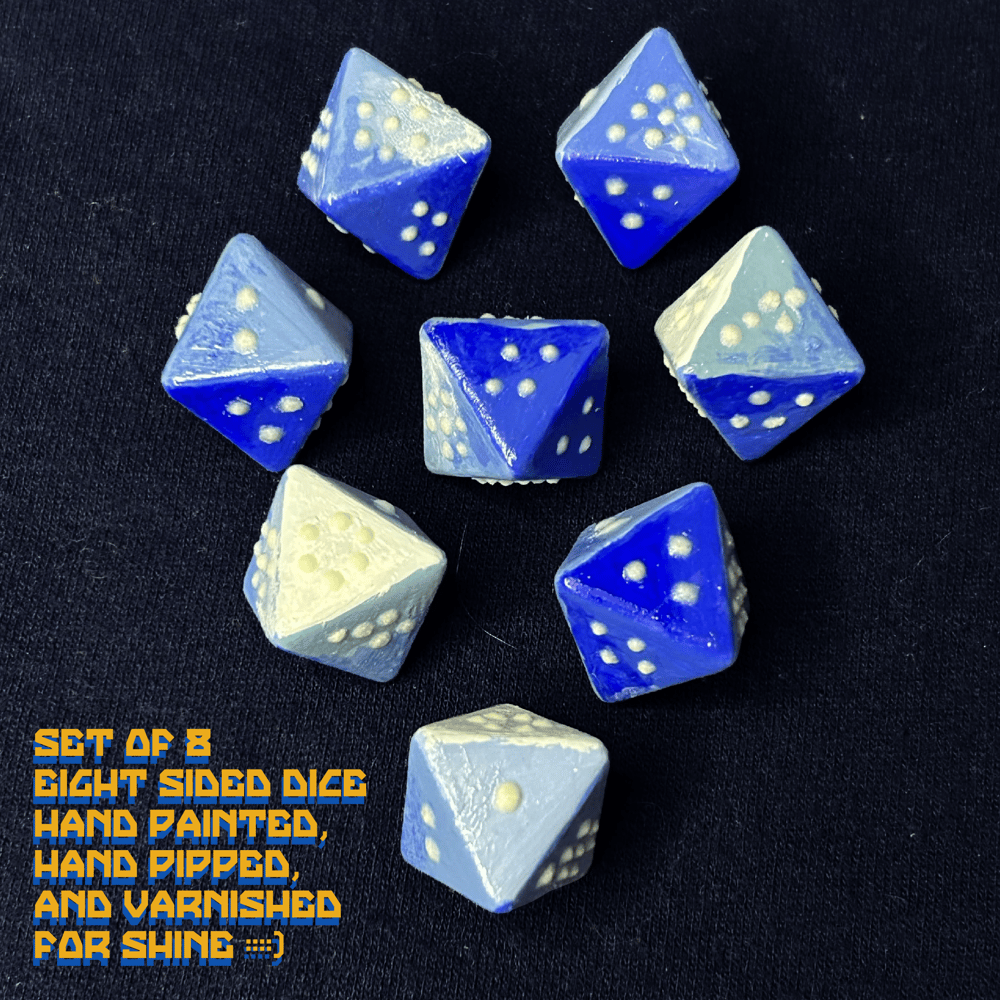 Image of Vriska Serket's Fluorite Octet - Hand Painted Glowing Dice Set