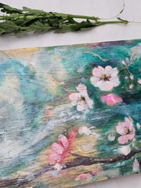 Image 2 of Linnet in the morning mist, oak panel.