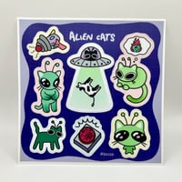 Image 1 of Alien cats sticker sheet 
