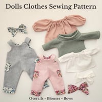 Image 1 of Doll's Overalls and Blouses PDF Sewing Pattern