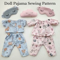 Image 1 of Doll Pyjama Set PDF Sewing Pattern and Tutorial