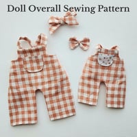 Image 1 of Doll's Overalls and Bows PDF Sewing Pattern
