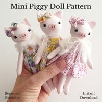 Image 1 of Mini Piggy Doll Sewing Pattern - Digital PDF
