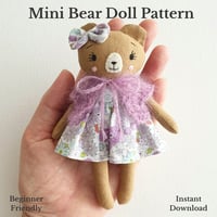 Image 1 of Mini Bear Doll Sewing Pattern - Digital PDF