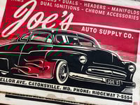 Image 2 of Joe's Auto Supply Mercury Linocut Print (red edition) FREE SHIPPING