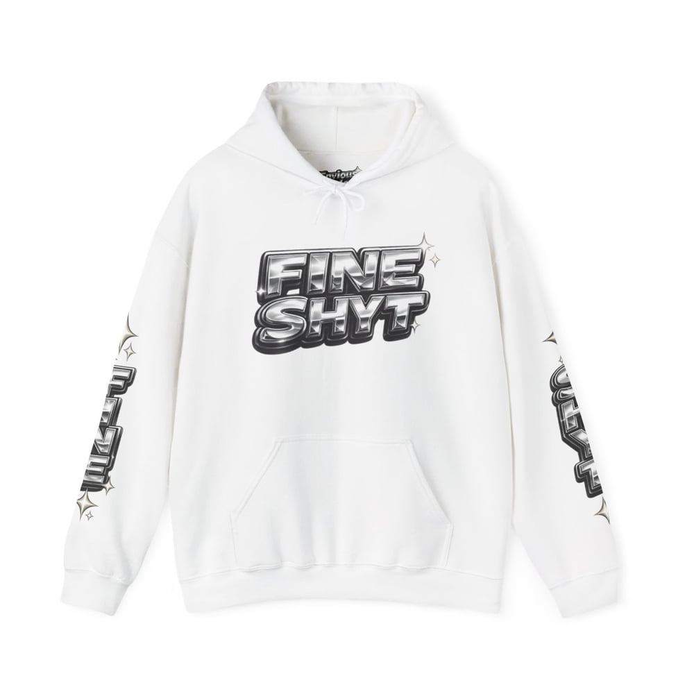 Image of Hoodie — Bold Chrome “Fine Shyt / Don’t Stare Too Long” Graphic Pullover