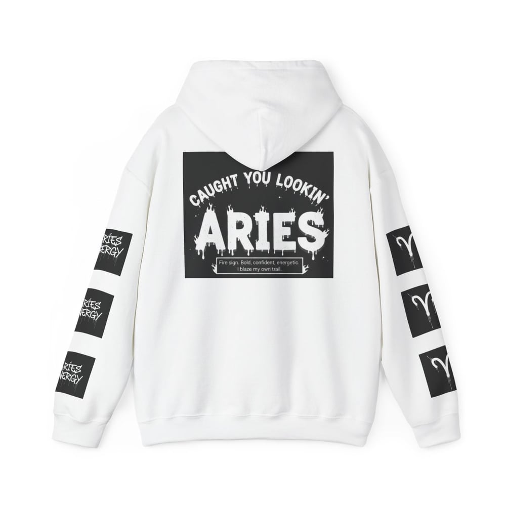 Image of Unisex Aries Zodiac Hoodie — "All Eyes On Aries" Astrology Pullover