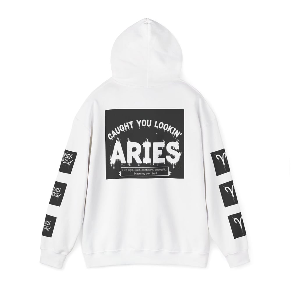 Image of Unisex Aries Zodiac Hoodie — "All Eyes On Aries" Astrology Pullover