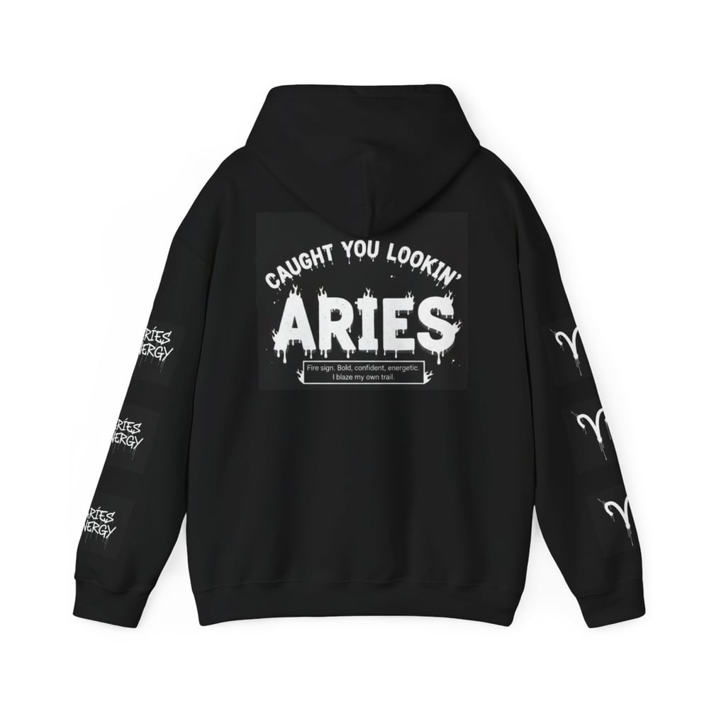 Image of Unisex Aries Zodiac Hoodie — "All Eyes On Aries" Astrology Pullover