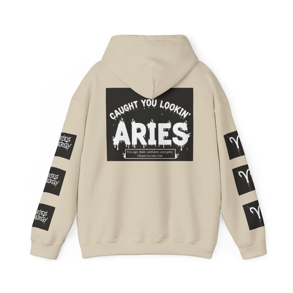 Image of Unisex Aries Zodiac Hoodie — "All Eyes On Aries" Astrology Pullover