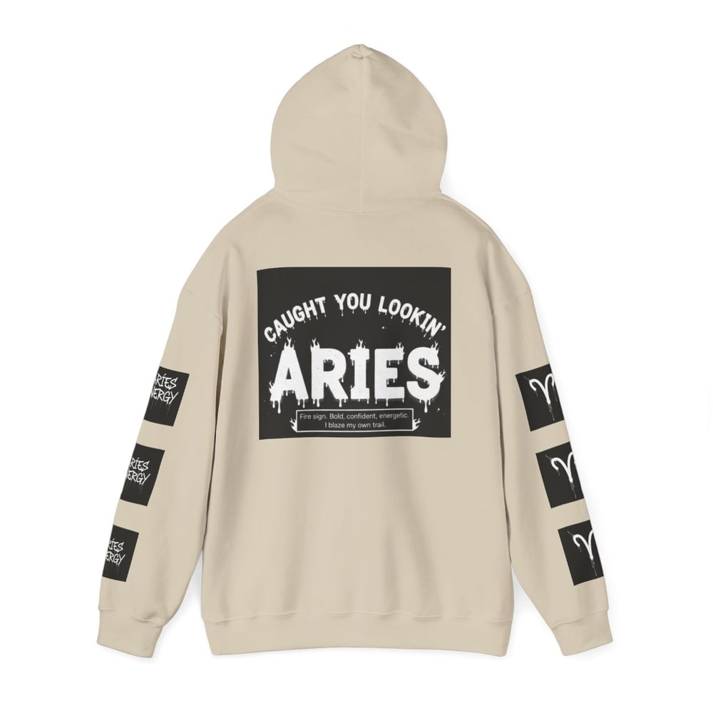 Image of Unisex Aries Zodiac Hoodie — "All Eyes On Aries" Astrology Pullover