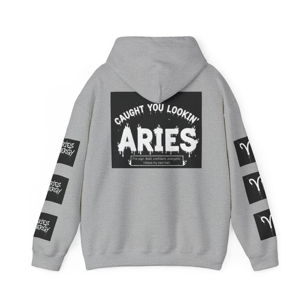 Image of Unisex Aries Zodiac Hoodie — "All Eyes On Aries" Astrology Pullover
