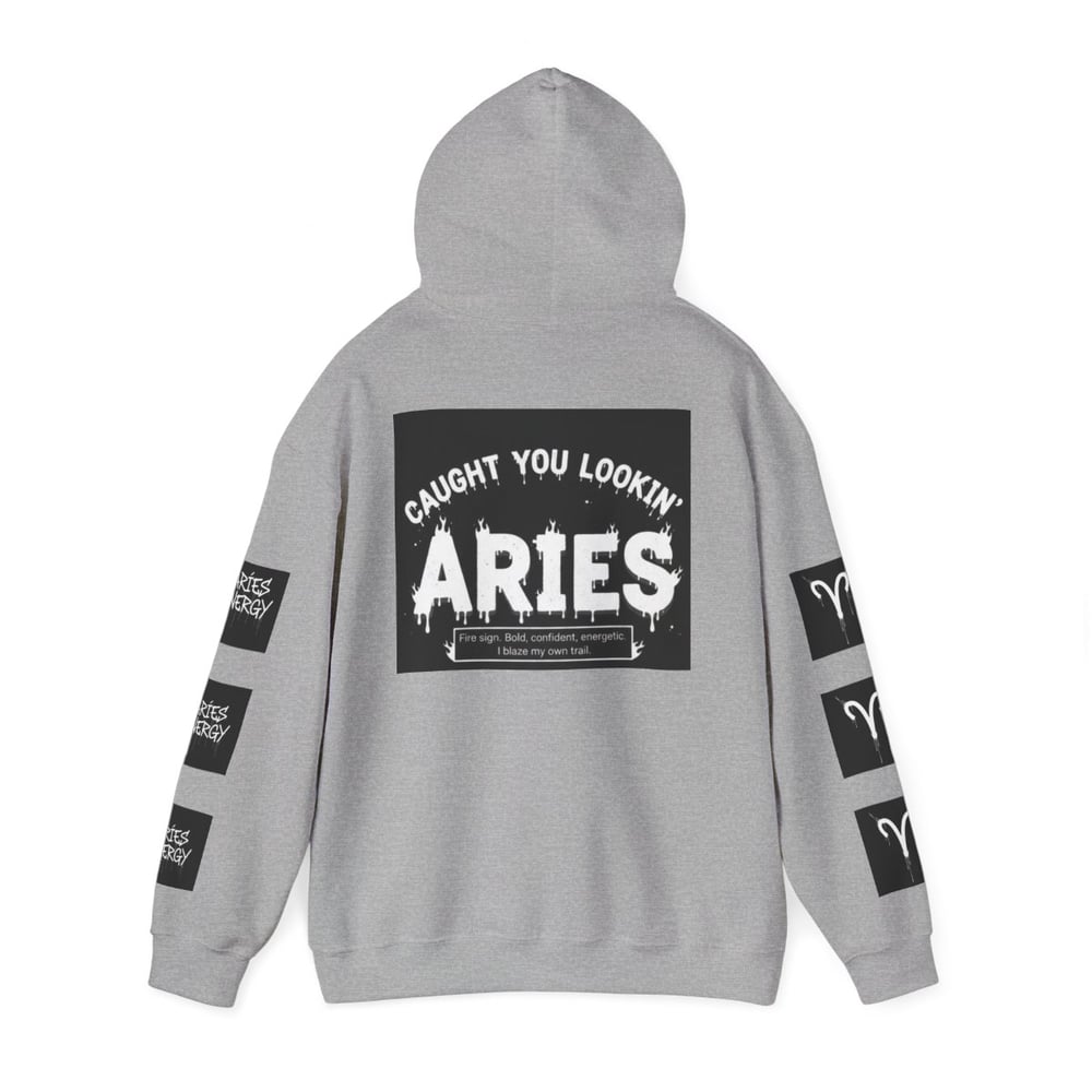 Image of Unisex Aries Zodiac Hoodie — "All Eyes On Aries" Astrology Pullover