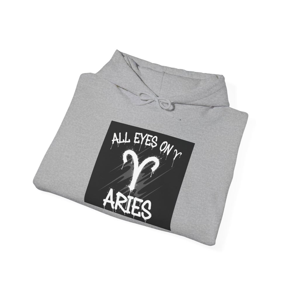 Image of Unisex Aries Zodiac Hoodie — "All Eyes On Aries" Astrology Pullover