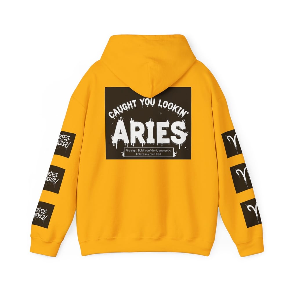 Image of Unisex Aries Zodiac Hoodie — "All Eyes On Aries" Astrology Pullover