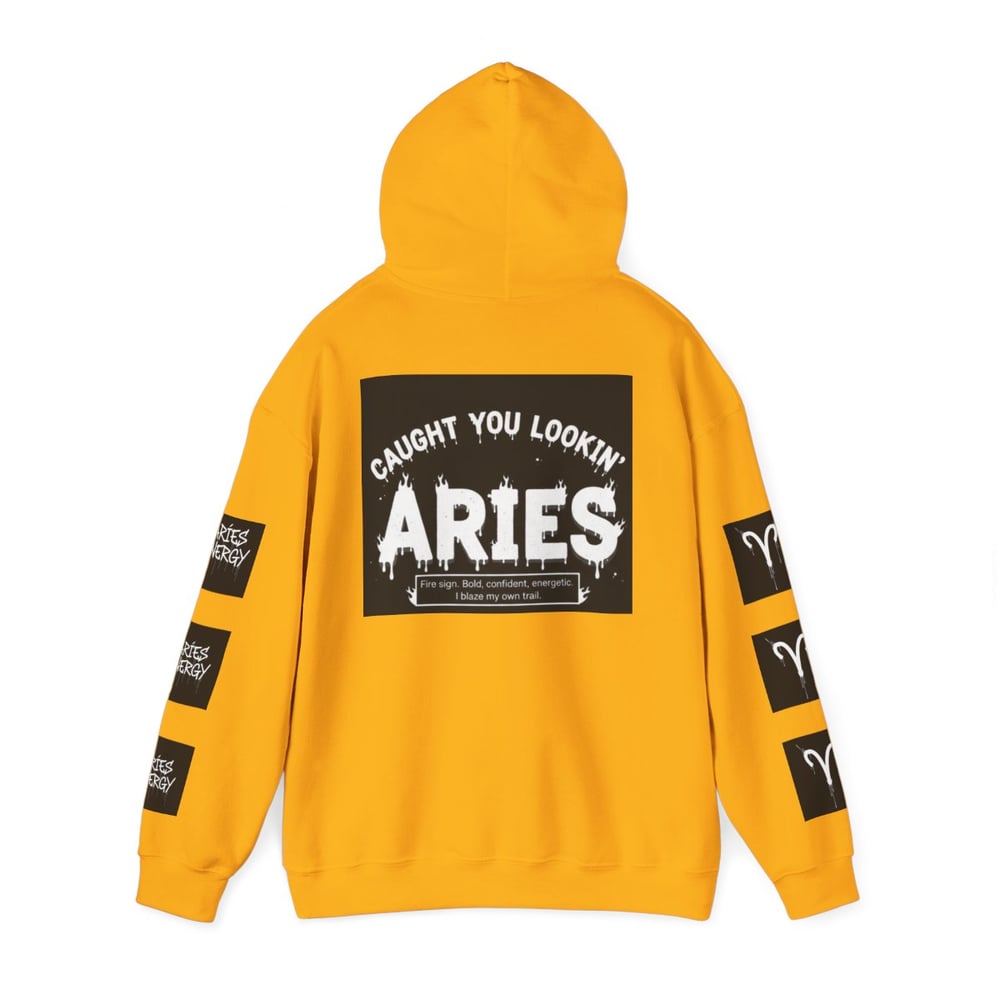 Image of Unisex Aries Zodiac Hoodie — "All Eyes On Aries" Astrology Pullover