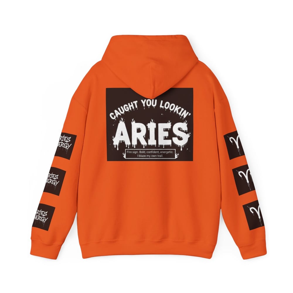 Image of Unisex Aries Zodiac Hoodie — "All Eyes On Aries" Astrology Pullover