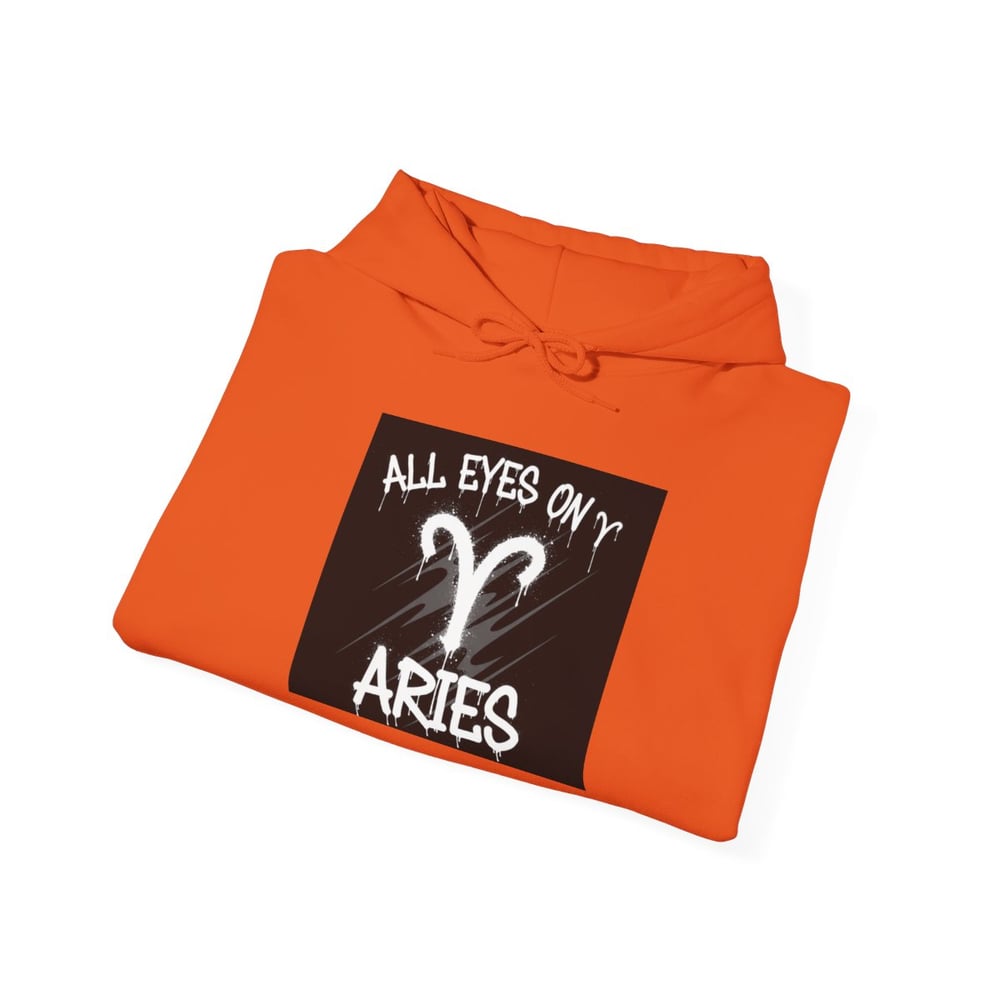 Image of Unisex Aries Zodiac Hoodie — "All Eyes On Aries" Astrology Pullover