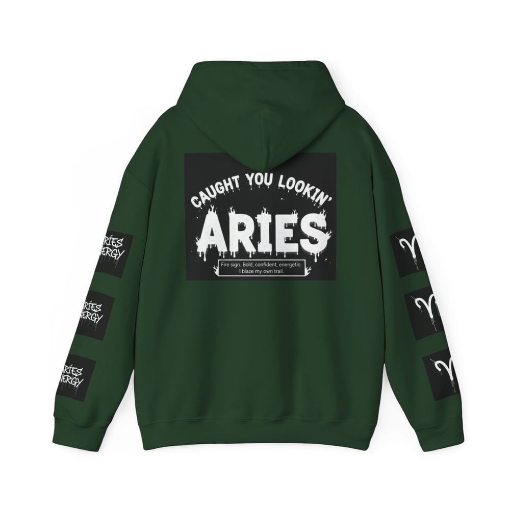 Image of Unisex Aries Zodiac Hoodie — "All Eyes On Aries" Astrology Pullover