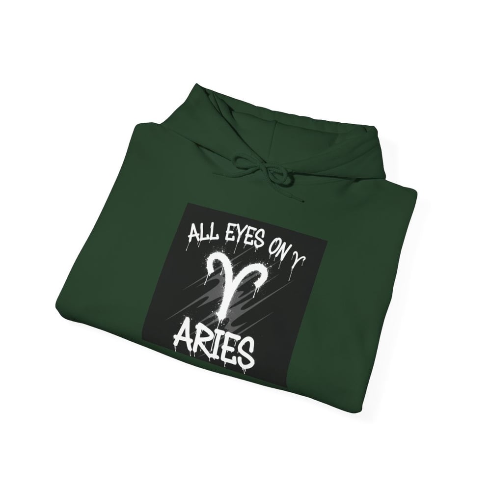 Image of Unisex Aries Zodiac Hoodie — "All Eyes On Aries" Astrology Pullover