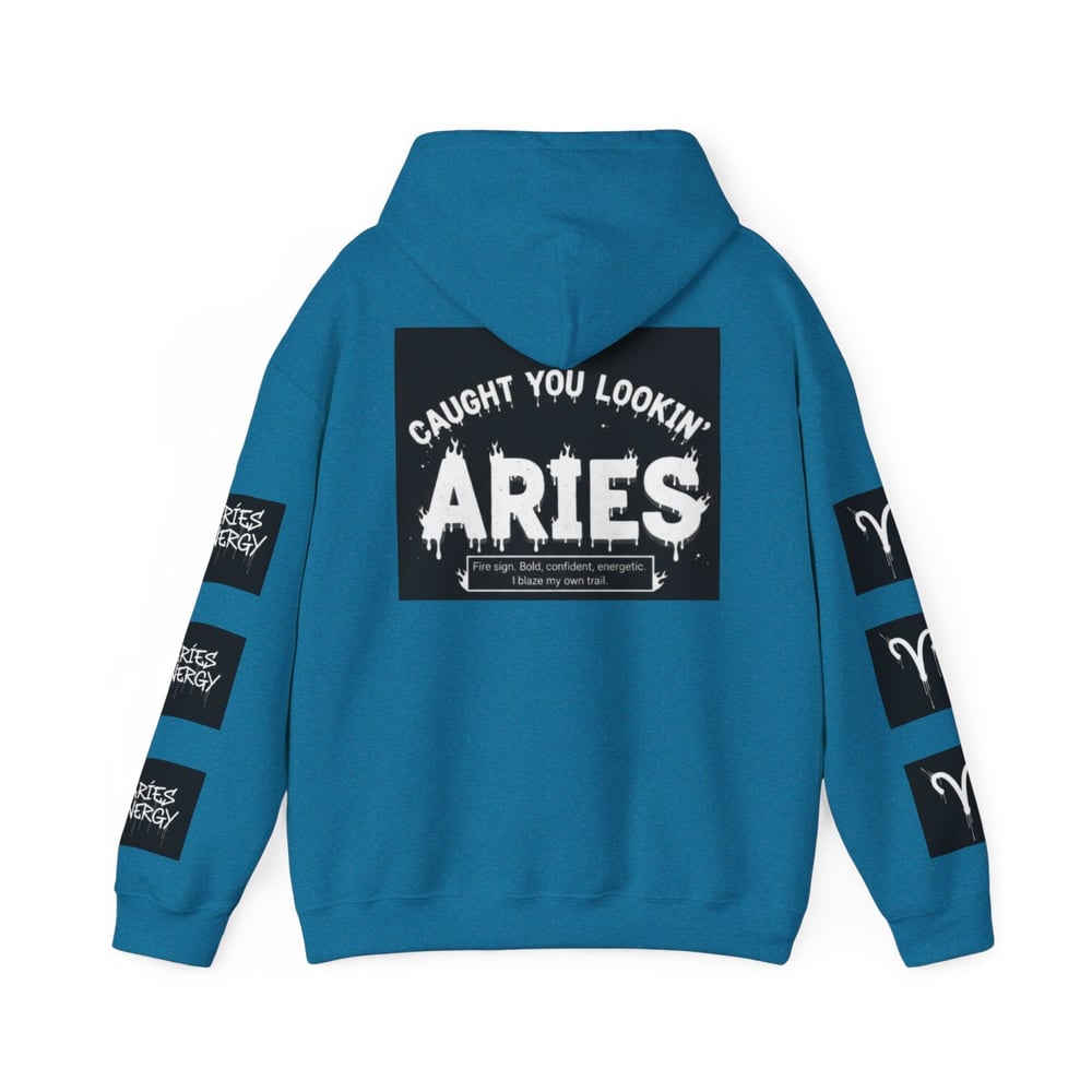 Image of Unisex Aries Zodiac Hoodie — "All Eyes On Aries" Astrology Pullover