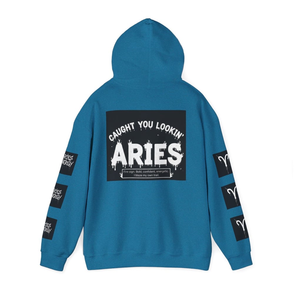 Image of Unisex Aries Zodiac Hoodie — "All Eyes On Aries" Astrology Pullover