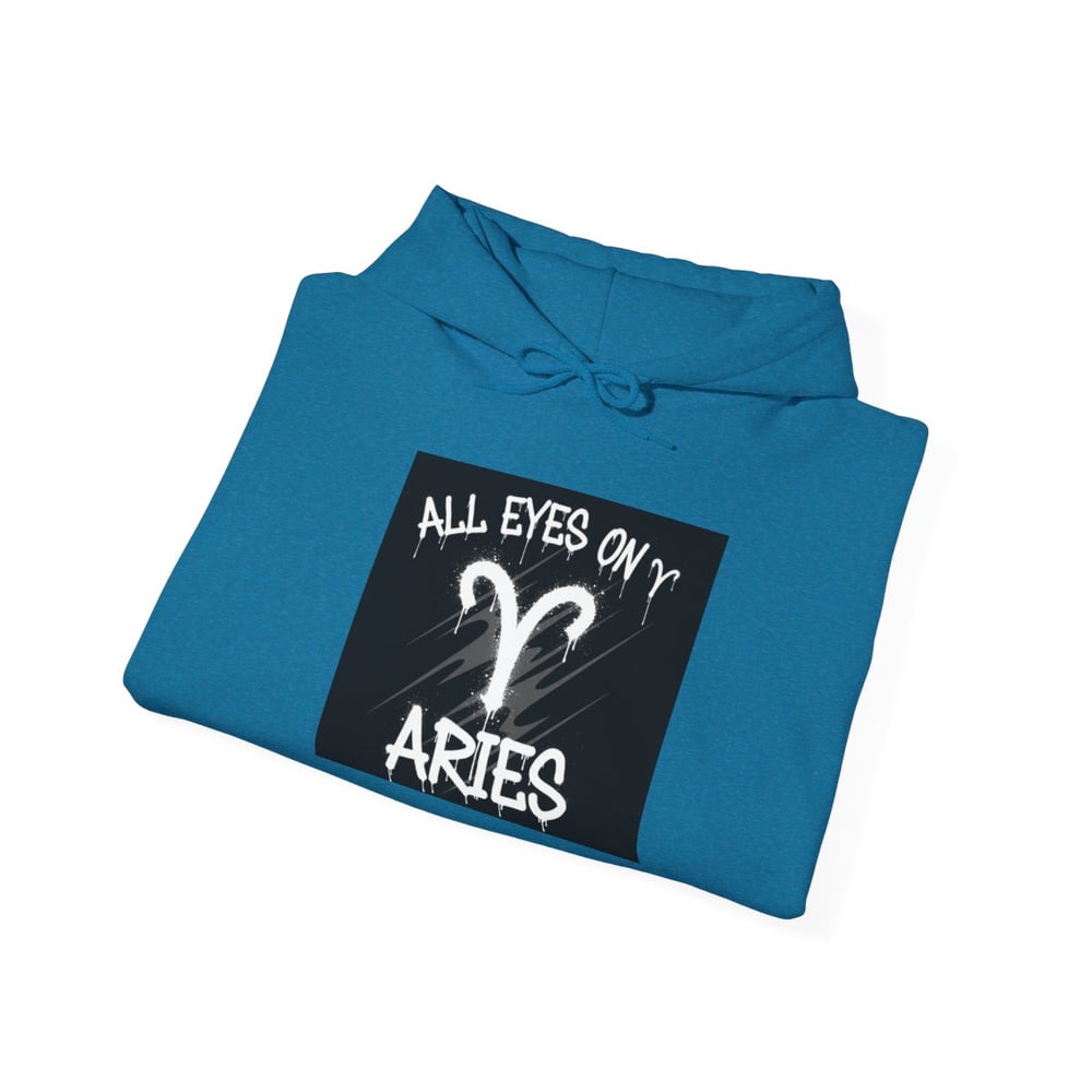 Image of Unisex Aries Zodiac Hoodie — "All Eyes On Aries" Astrology Pullover