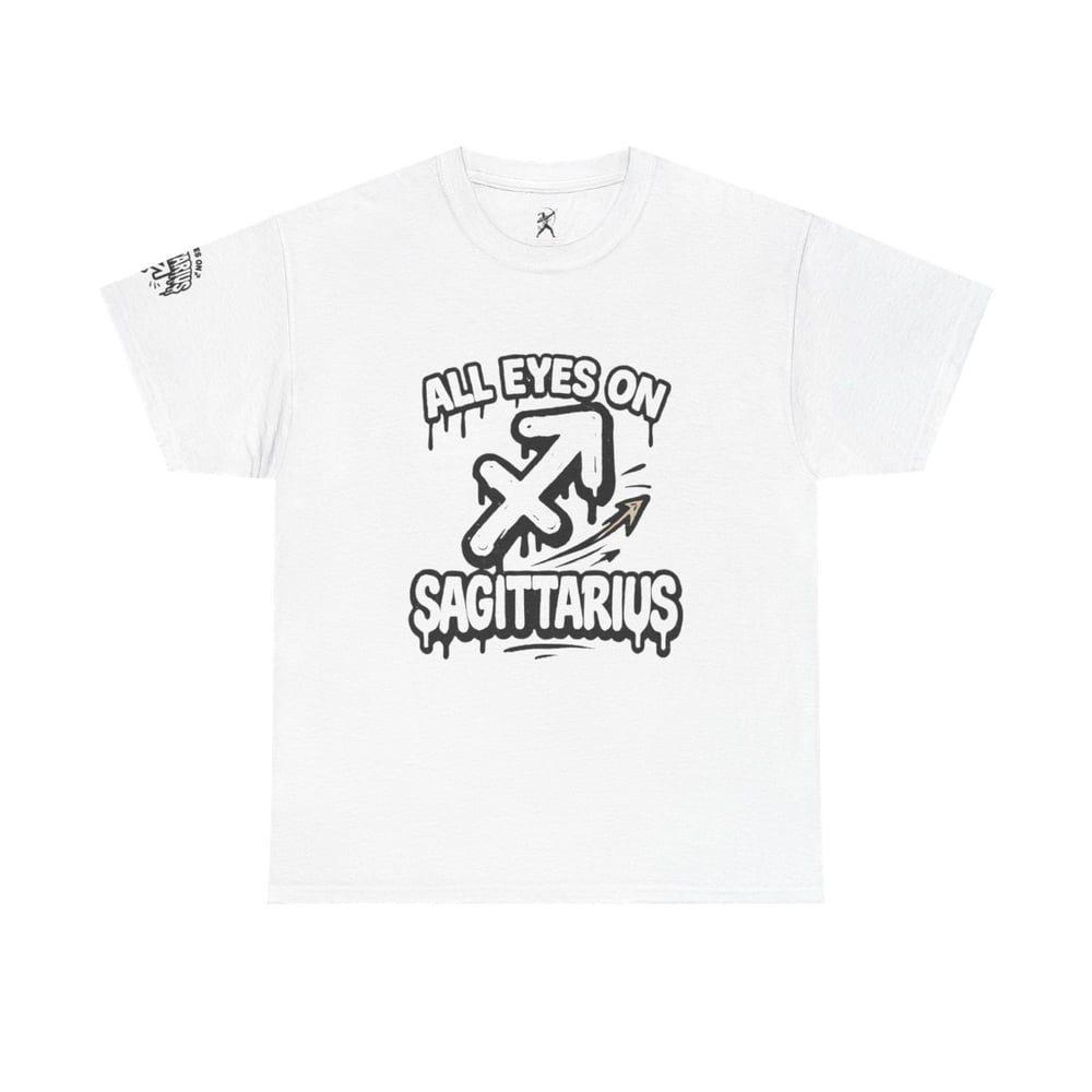 Image of Sagittarius Zodiac T-Shirt — "All Eyes On / Caught You Lookin'" Astrological Tee