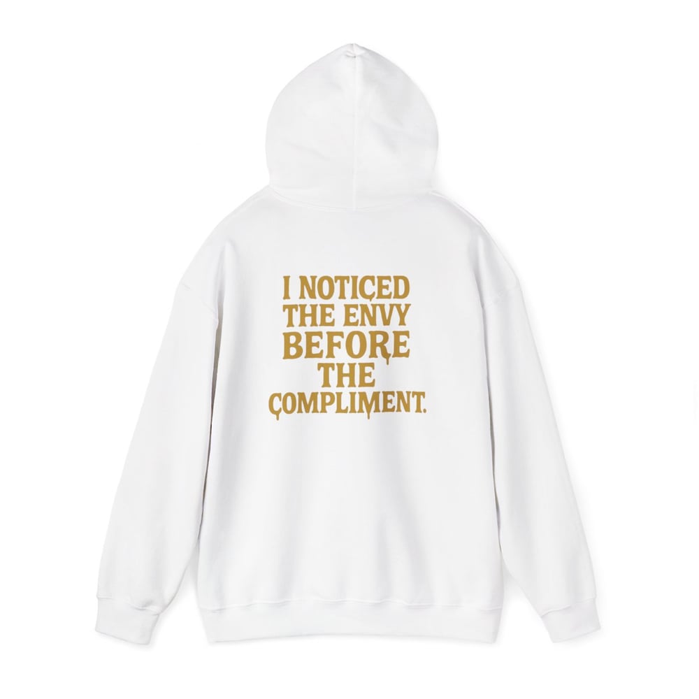 Image of I See You Envy Me Hoodie — Bold Gold Typography Streetwear Sweatshirt