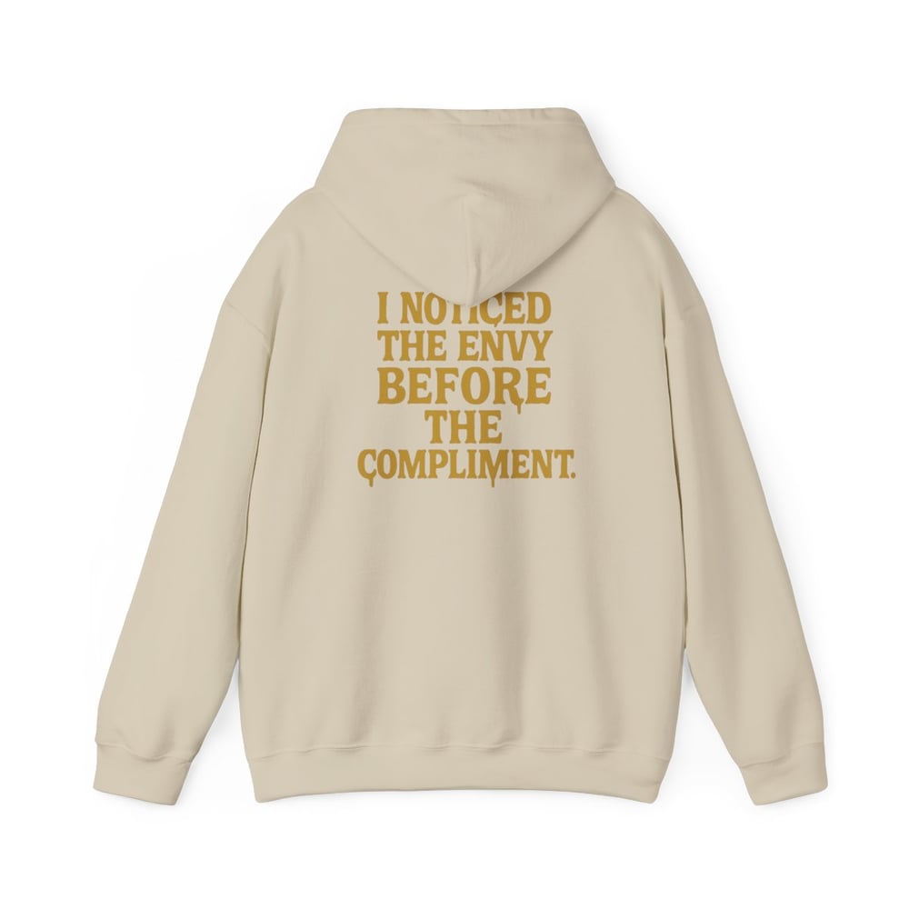 Image of I See You Envy Me Hoodie — Bold Gold Typography Streetwear Sweatshirt
