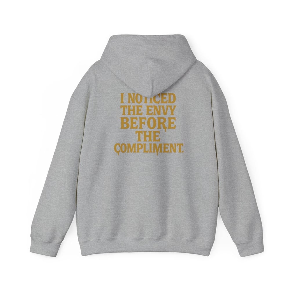 Image of I See You Envy Me Hoodie — Bold Gold Typography Streetwear Sweatshirt