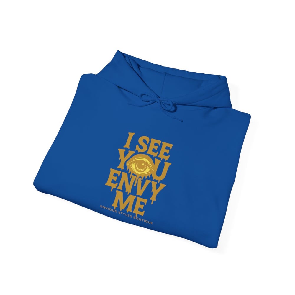 Image of I See You Envy Me Hoodie — Bold Gold Typography Streetwear Sweatshirt