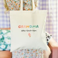 Image 1 of Personalized Grandma Tote Bag with Grandkids names - Custom Grandma gift - Cotton Canvas 