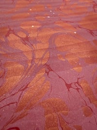 Image 5 of One of a kind hand marbled paper 'Red Lustre' with shimmer finish